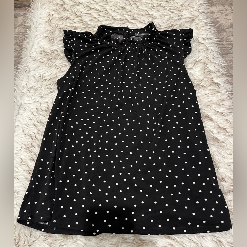Adrianna Papell top blouse - Black Polka Dots - Women M